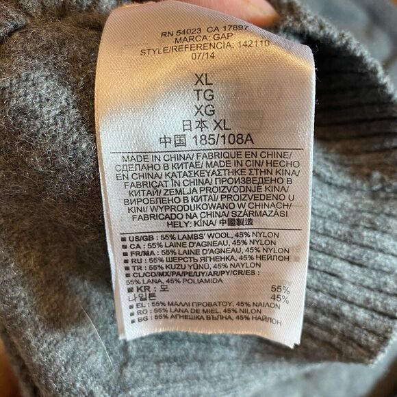 Gap Lambswool Sweater Men XL Heather Grey Bear Graphic Crew Casual Comfort - Picture 7 of 7